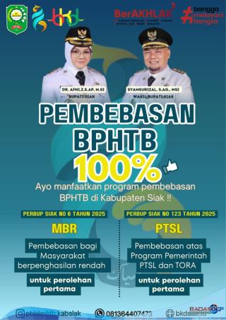 Pemkab Siak Bebaskan 100 Persen BPHTB bagi Masyarakat Berpenghasilan Rendah